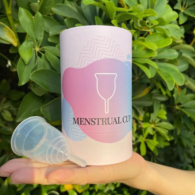 Firstsail Eco Friendly Pink Round Transparent Cover Paper Tube Cylinder Box Packaging for Gift Period Silicone Ladies Menstrual Cup Personal Care