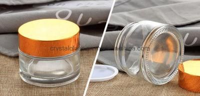 20ml 30ml 50ml Clear Glass Cosmetic Jar with Aluminium Cap for Cream Packaging