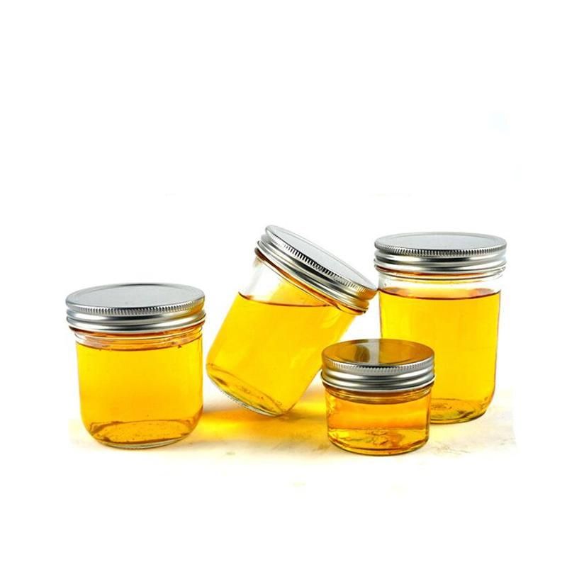 125ml 250ml 4oz 8oz Round Width Mouth Caviar Glass Jam Jars with Metal Lid