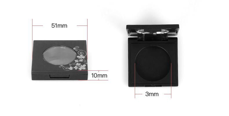 Wholesale 1 Hole Simple Black Plastic Empty Eye Shadow Palette for Compact Eyebrow Packaging