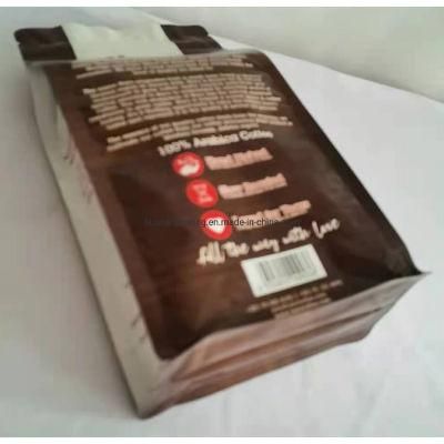 Printed Coffee Packing Bags Flat Bottom and Gusset Sides Aluminum Foil Matt or Glossy Pouch Vent Valve for Coffee Package