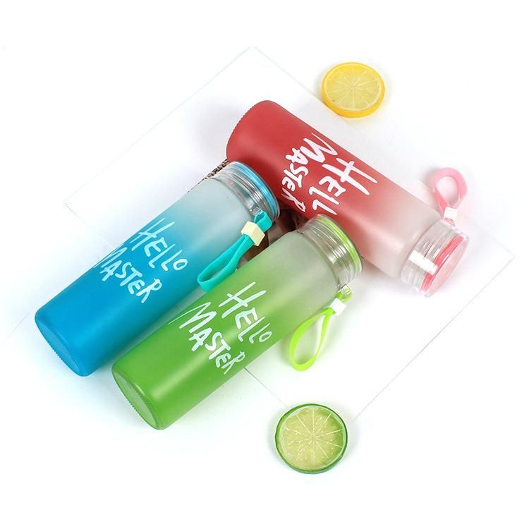 Colorful Glass Water Bottle with Lid