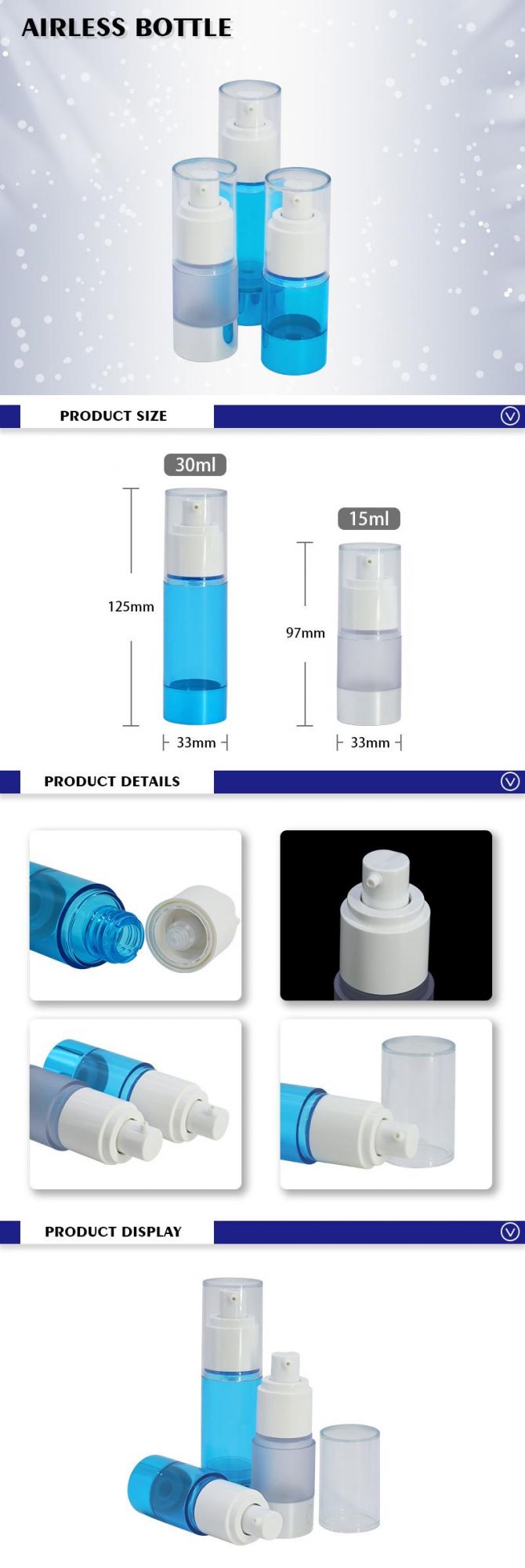 15ml 30ml Empty Skincare Packaging Pctg Plastic Matte Airless Bottle