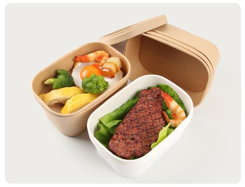 Square Waterproof Food Grade Salad Kraft Paper Bowl