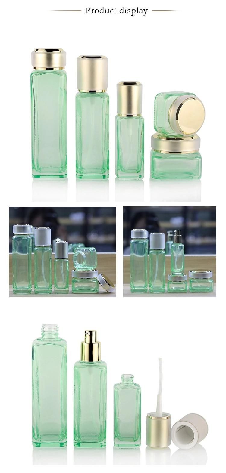 Popular Square Lotion Bottles Skin Care Containers Sets Glass Cosmetic Bottle