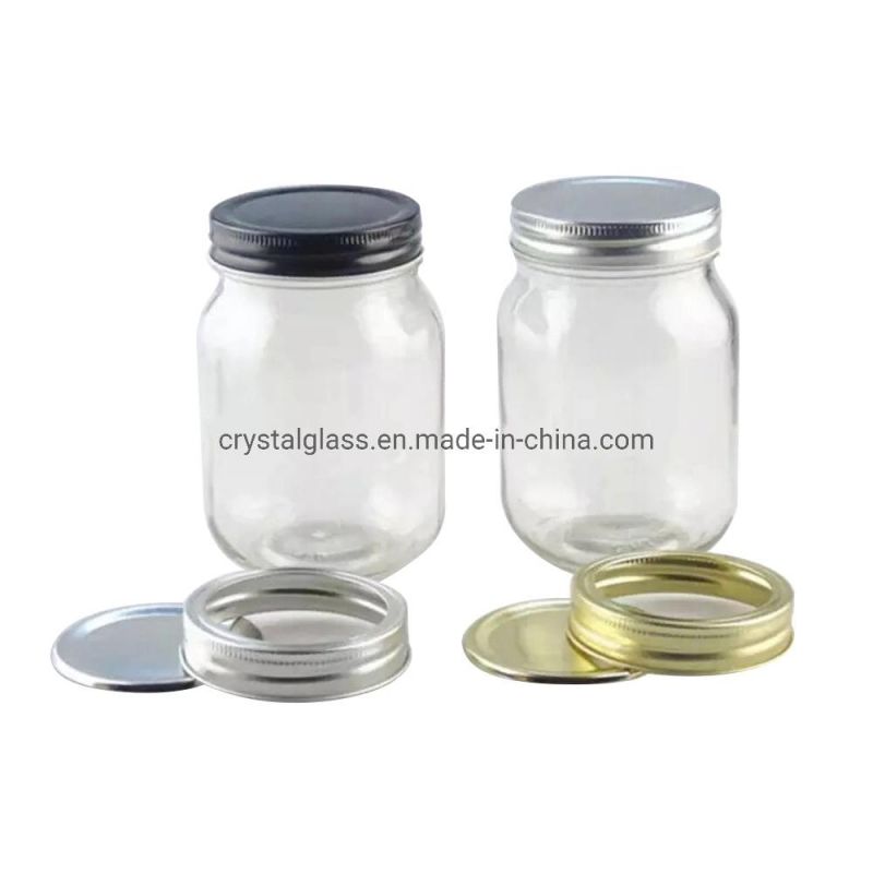 4oz 8oz 16oz Round Container of Transparent Mason Jar with Two Part Lid Jam Jar Pickles Jar Super Sealed