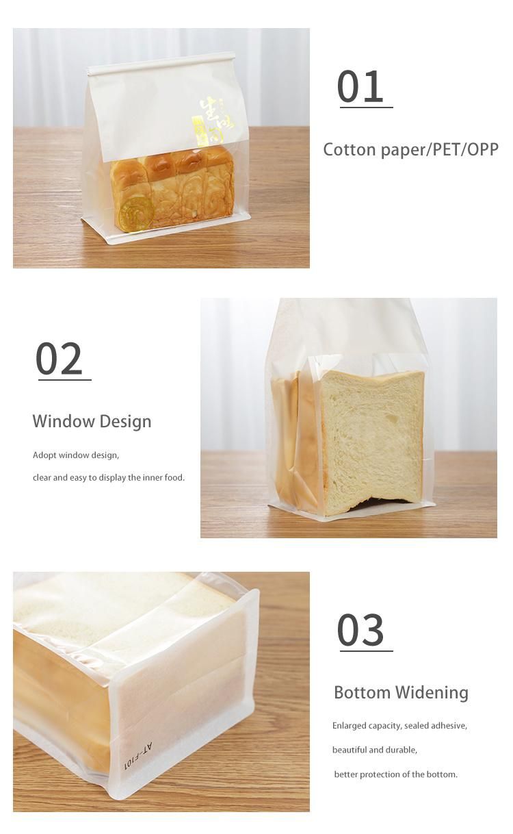 Reusable Eco Friendly Kraft Paper Window Bread Bag with Tin Tie