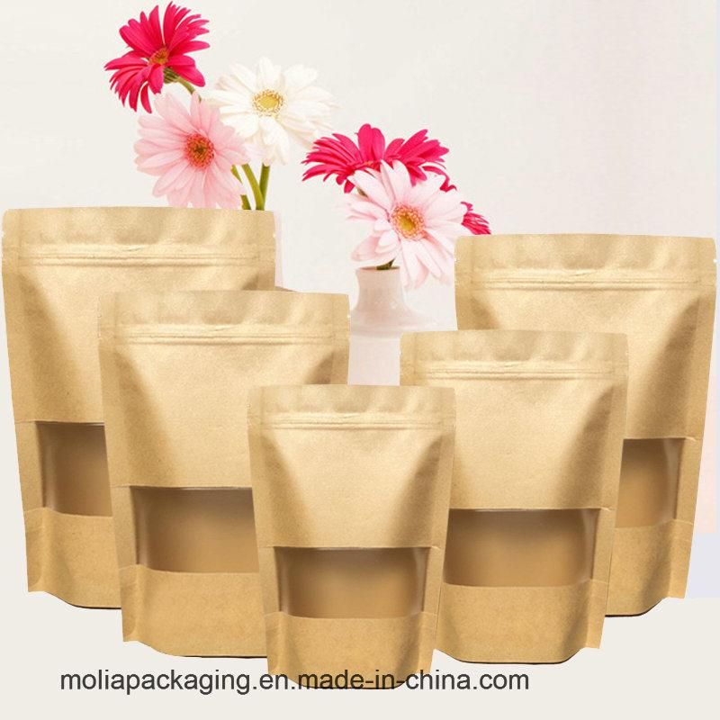 Brown Kraft Paper Bag Stand up Water Proof Bag for Nut Packing