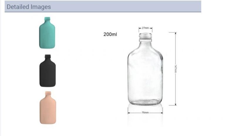 Flat Flask Shape with Aluminum Lid for Iced Cold Brew Coffee 100ml 200ml 350ml Glass Bottle