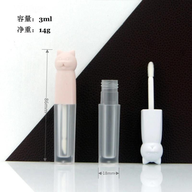 3ml in Stock Pink White Cat Shape Lip Gloss Packaging Container Empty Plastic Lip Gloss Tube