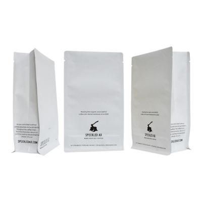 12oz Biodegradable Square Bottom Coffee Bag Milky White Pouch