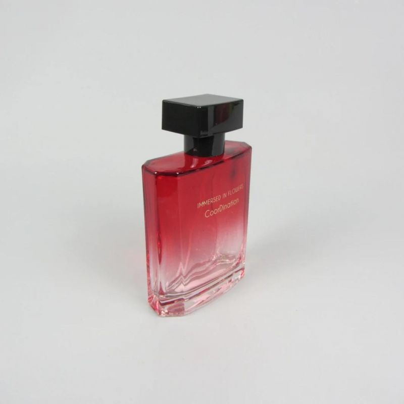 Printing Decorative Crimp Classic Square Glass Perfume Bottle