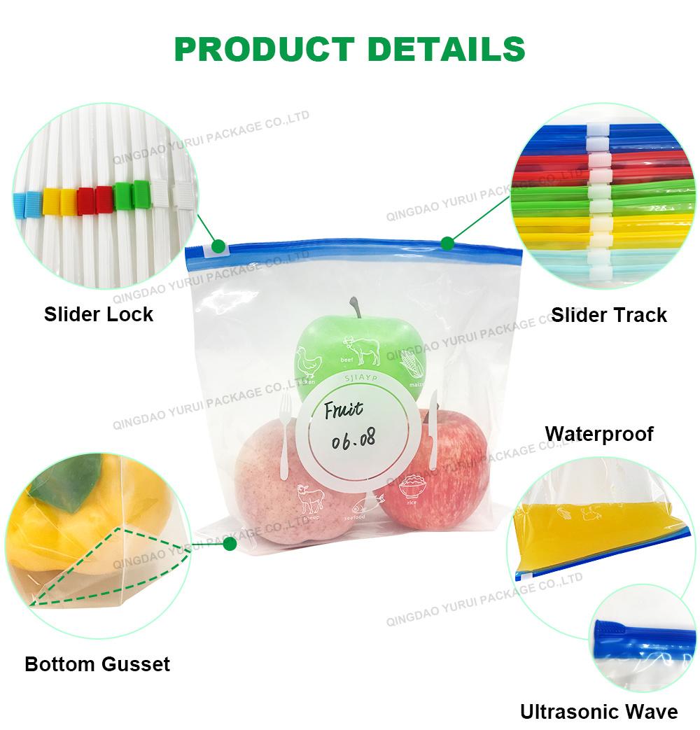 BPA Free Quart Size Slider PE Food Frozen Storage Bag in Color Box Grip Seal Eac Friendy Plastic Quart Freezer Slider Zipper Bag