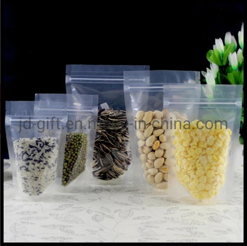 Wholesales Transparent Stand-up Bag Self-Sealing Plastic Food Bag for Cookie Fruit Tea Packaging