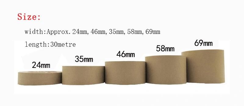 Free Sample Custom Eco Friendly Rubber Print Logo Gummed Reinforced Kraft Water Activated White Tape