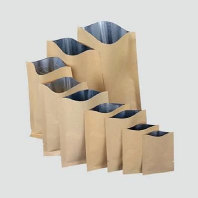 Food Packaging Three Side Seal Foil Lined Kraft Paper Pouch