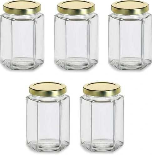 180ml 280ml 380ml Hexagonal Glass Honey Food Jar with Lid