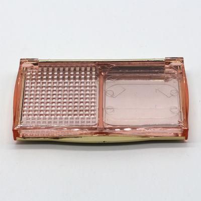 Empty Luxury Gold Plastic Compact Powder Case with Mirror Custom Rectangle Wholesale Cosmetic Powder Container