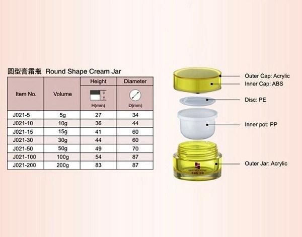 Round Plastic Acrylic Luxury Cream Jar with Lids