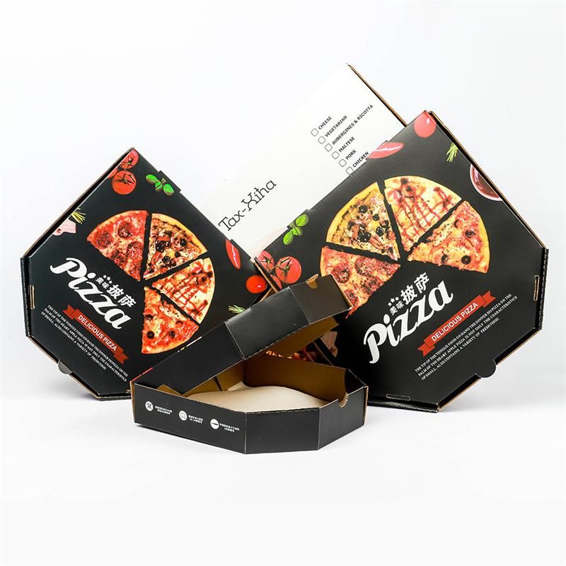 Factory Price Recyclable Corrugated Paper 12 18 Inch Custom Black Pizza Boxes