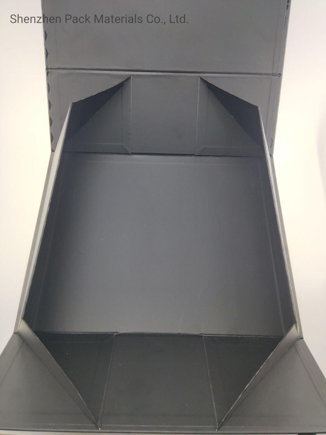 Black Matt Folding Magnetic Logo Custom Packaging Foldable Hardness Luxury Gift High Garment Shoes Box
