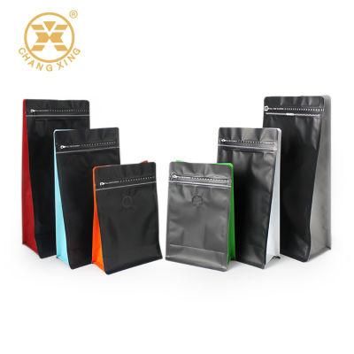 Custom Printed Private Label Matt Black Aluminum Foil 250g 12oz Flat Bottom Coffee Bag with Valve