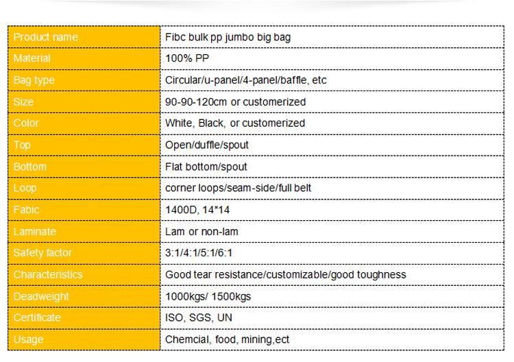 Container PP Bulk FIBC Bag Big Bag for Cassava Starch