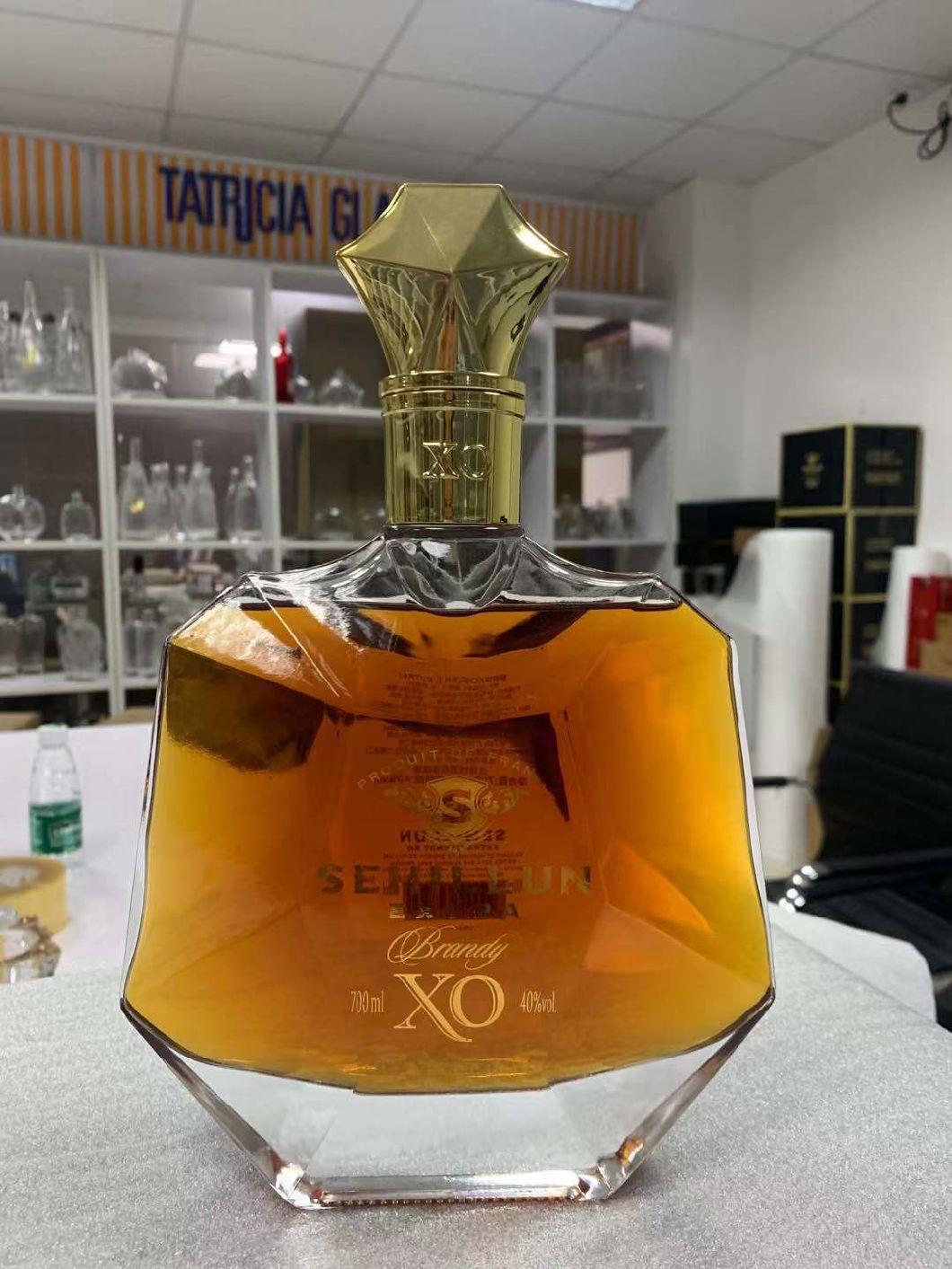 Wholesale Thick Base Classic High End 700ml 40oz Glass Liquor Spirit Wine Brandy Vodka Whisky Bottle