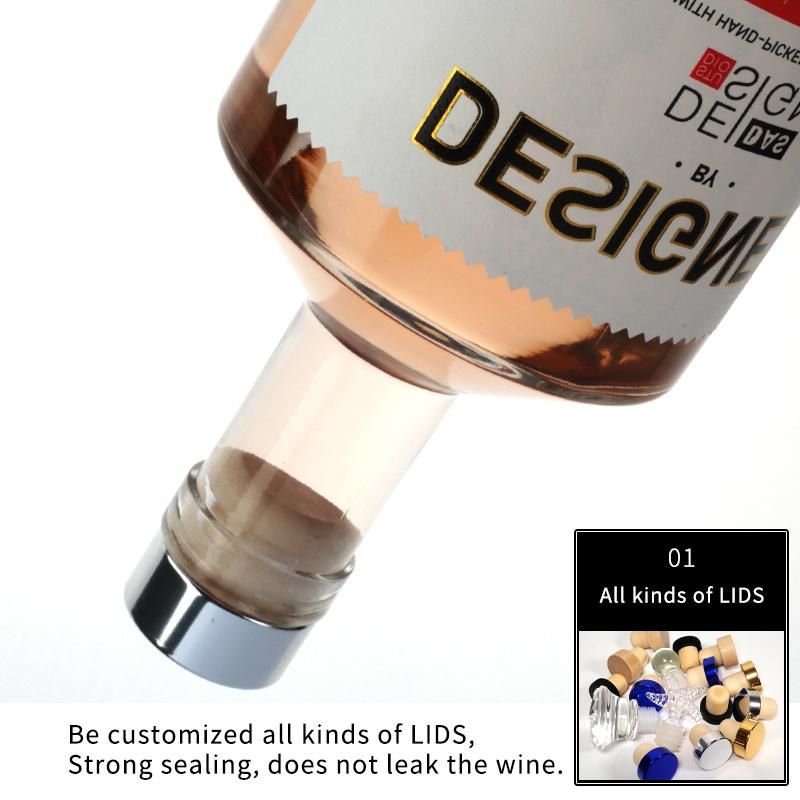 Custom Label 750ml Oblique Shoulder Empty Vodka Sprits Liquor Glass Bottles with Cork