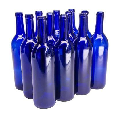 750ml Glass Bordeaux Wine Bottle Flat-Bottomed Cork Finish