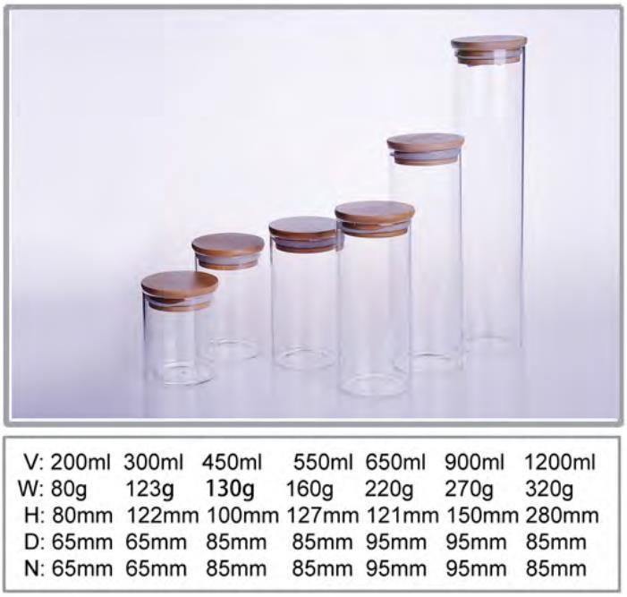 High Quality Clear Glass Storage Jar Glass Jar with Bamboo Lid