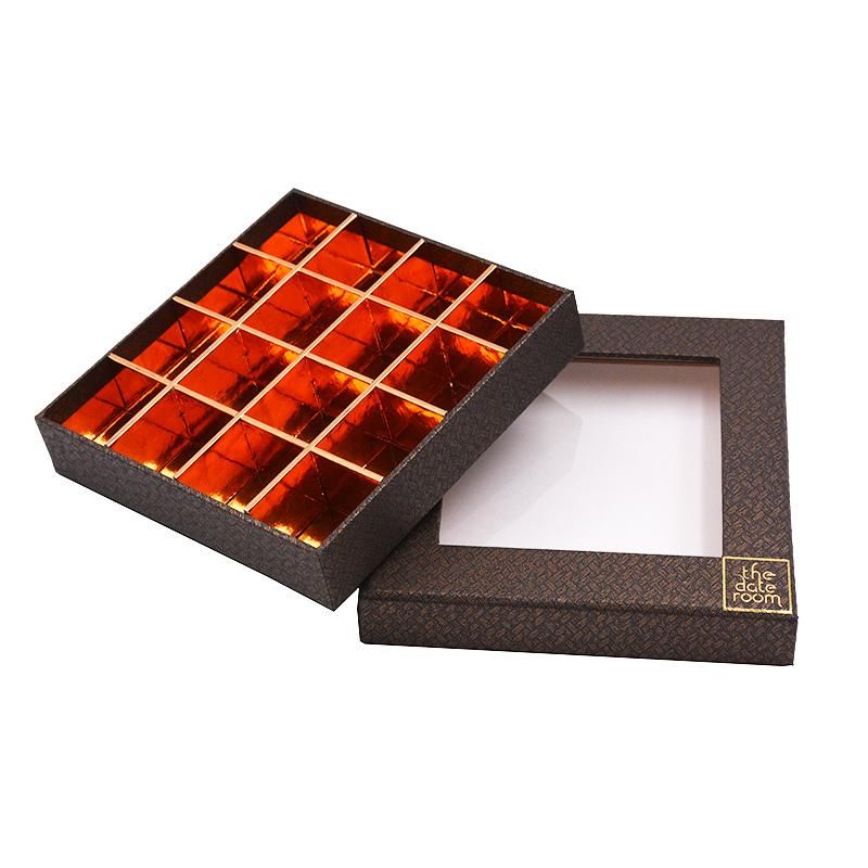 Printed Recycled Rectangular Hard Cardboard Chocolate Box with Clear PVC Window