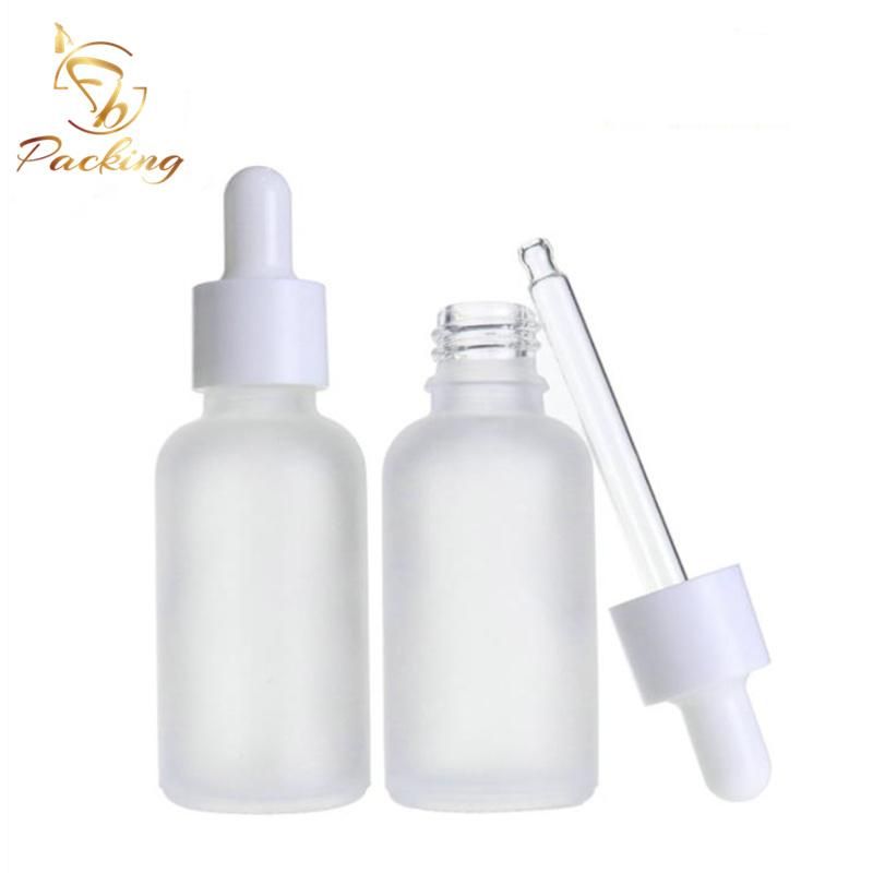 Frosted White Glass 30ml Pipette Bottle Cosmetic Essential Oil Bottled