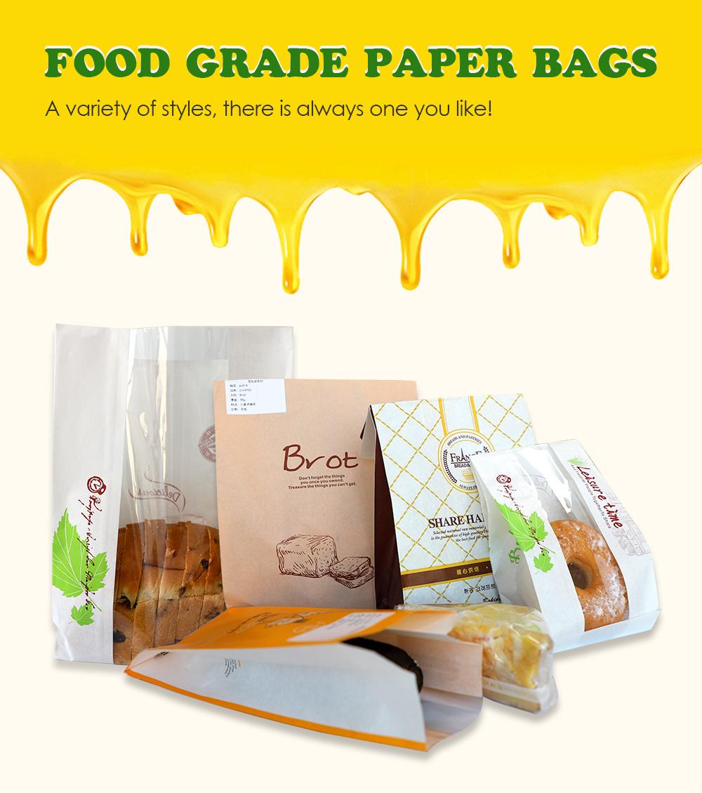 Donut Bagutte Sandwich Toast Packaging Kraft Paper Bag with Window