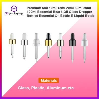 Premium 5ml 10ml 15ml 20ml 30ml 50ml 100ml Essential Beard Oil Glass Dropper Bottles Essential Oil Bottle E Liquid Bottle