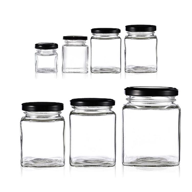 Fresh Square Empty Clear Glass Chili Tabasco Souce Pepper Spice Jar with Metal Lid