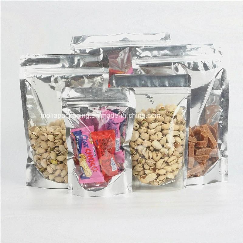 Stand up Pouch Bags Heavy Duty Clear Front with Aluminum Foil Back - Resealable Ziplock and Heat Sealable for Food Storage