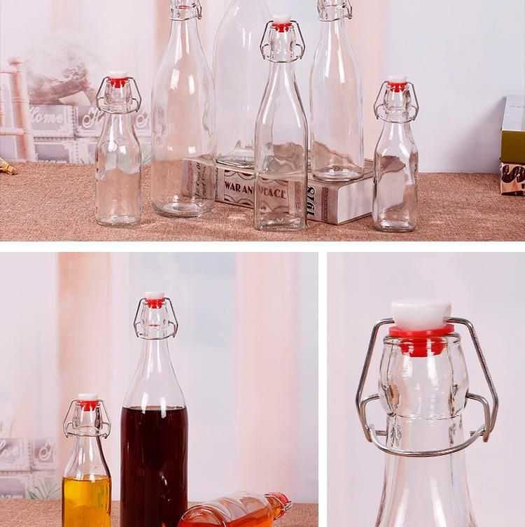 Flip Top Glass Bottle with Swing Top Brewing Bottle with Stopper for Beverages, Oil, Vinegar, Kombucha, Beer, Water, Soda