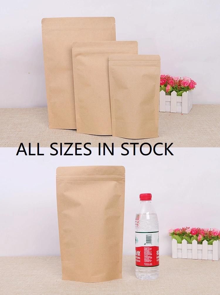 Wholesale Reusable Foil Lined Brown White Kraft Paper Food Packing Bag