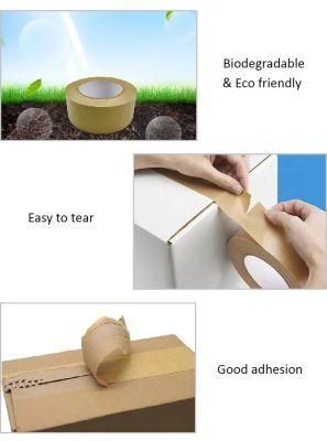 Custom Wholesale Free Sample Eco Friendly Adhesive Rubber Glue Printed Writable Recycled Kraft Reinforce Paper Tape