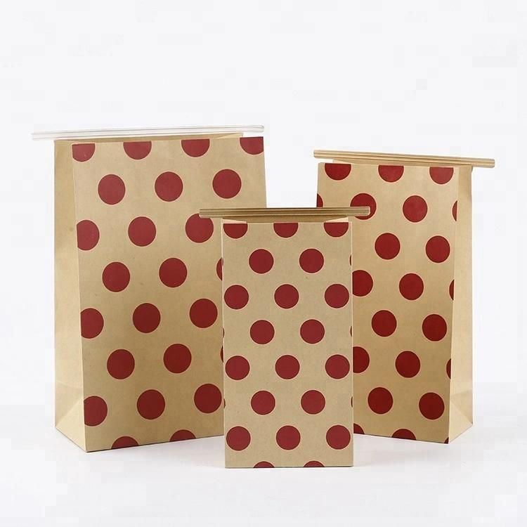 Food Packaging Tin Tie Brown White Kraft Paper Bag with Window