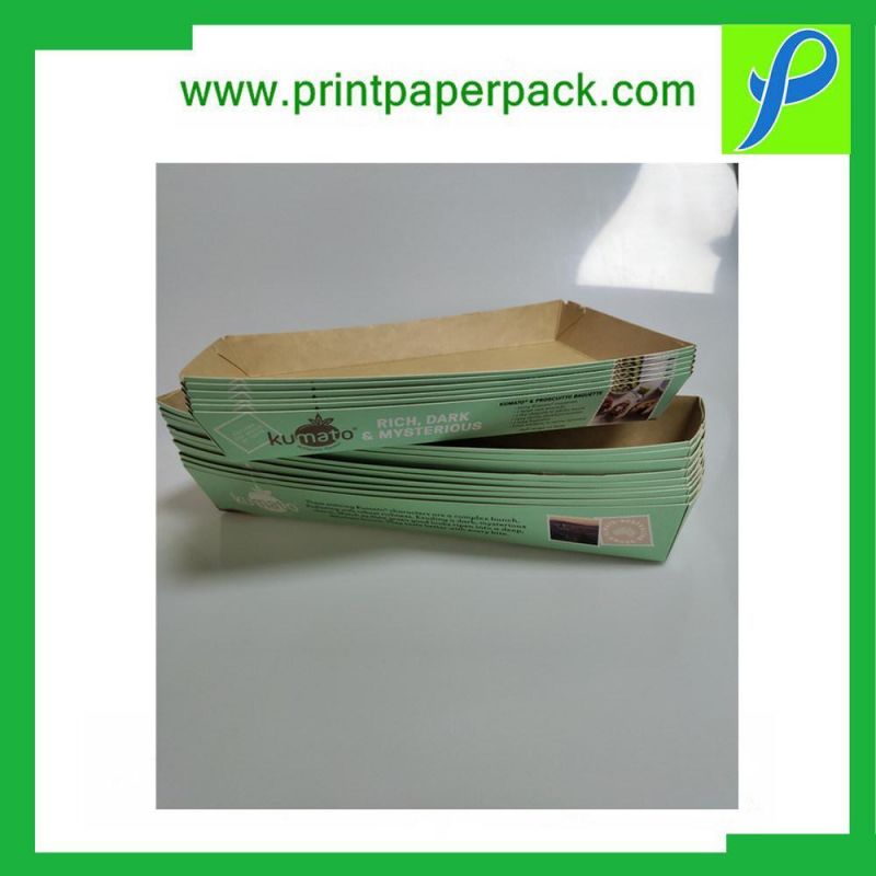 Eco Friendly Disposable Brown Kraft Paper Food Boat Tray Food Paper Tray Wholesale Custom Printed Fast Food Trays