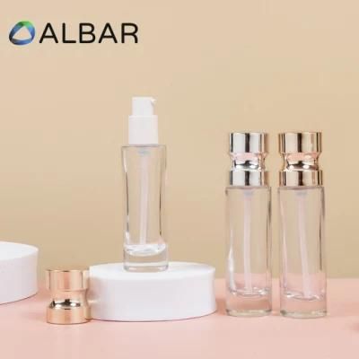 Push Pump Liquid Lotion Glass Bottles for Cosmetics and Base Makeups Skin Care