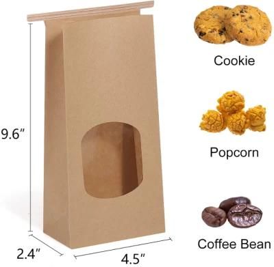 Factory Wholesale Hot Sale Lock Kraft Tin Tie Paper Bag with Window