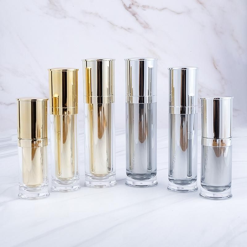 in Stock Gold Silver 30ml 50ml 80ml Korean Style Luxury Cosmetic Packaging Empty Toner Bottle Plastic Lotion Pump Bottles