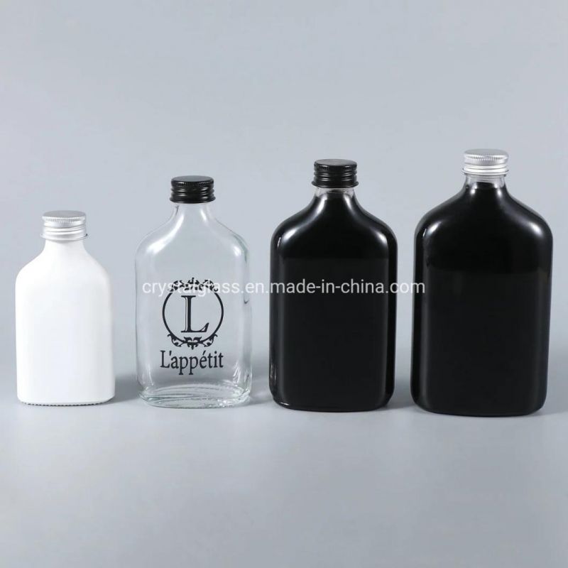 Customized Color Spray Flat Glass Bottle Wine Cold Brew Beverage Bottle 100-500ml