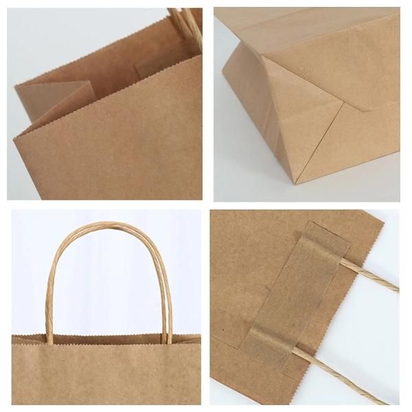 Fancy Colors Kraft Gift Shopping Paper Bag with Same Color Twisted Paper Rope Handle