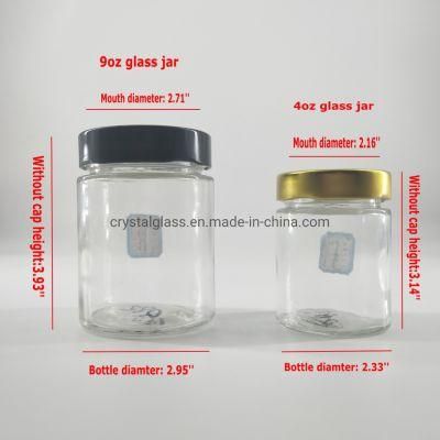 100ml 280ml Round Empty Glass Honey Jar with High Metal Lug Cap