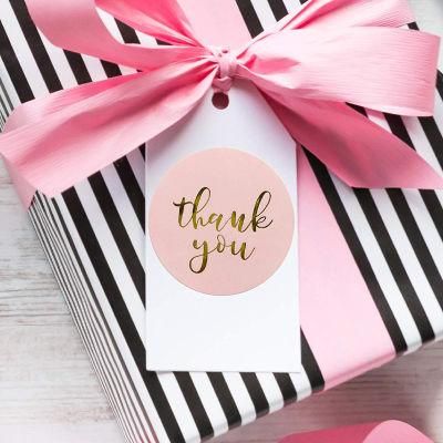 Custom Pink Gold Foil Thank You Paper Cards Stickers