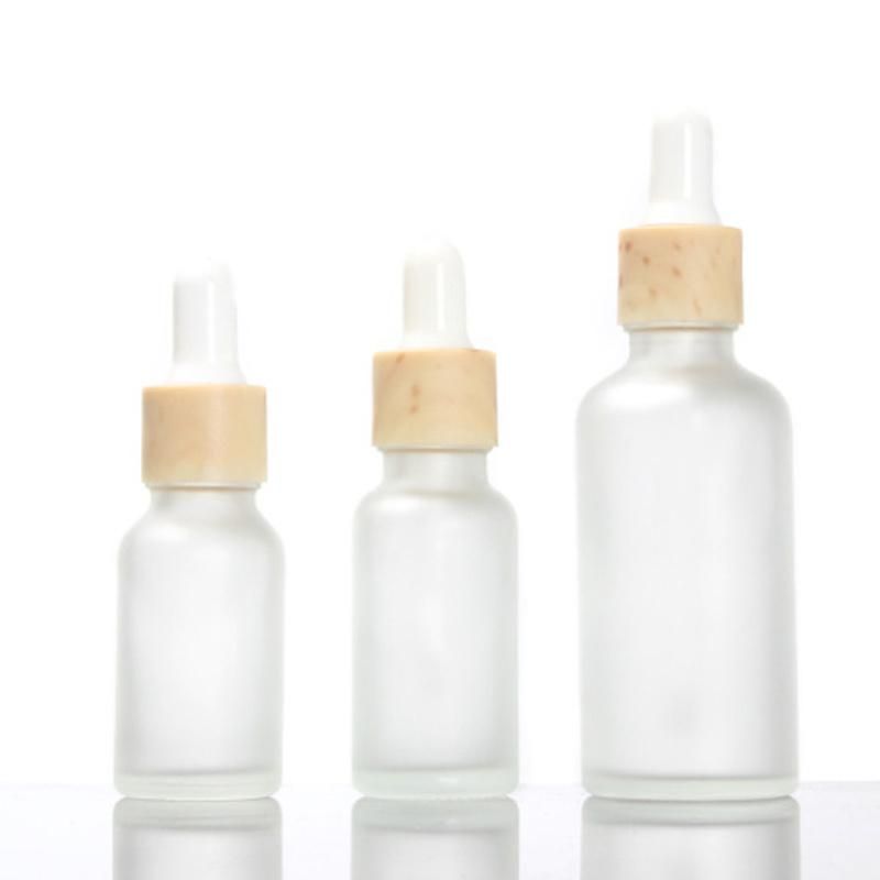 Cosmetic Stock 10ml 15ml 20ml 30ml 50ml Skincare Essential Hair Oil Bottle Frosted Clear Glass Bamboo Serum Bottles